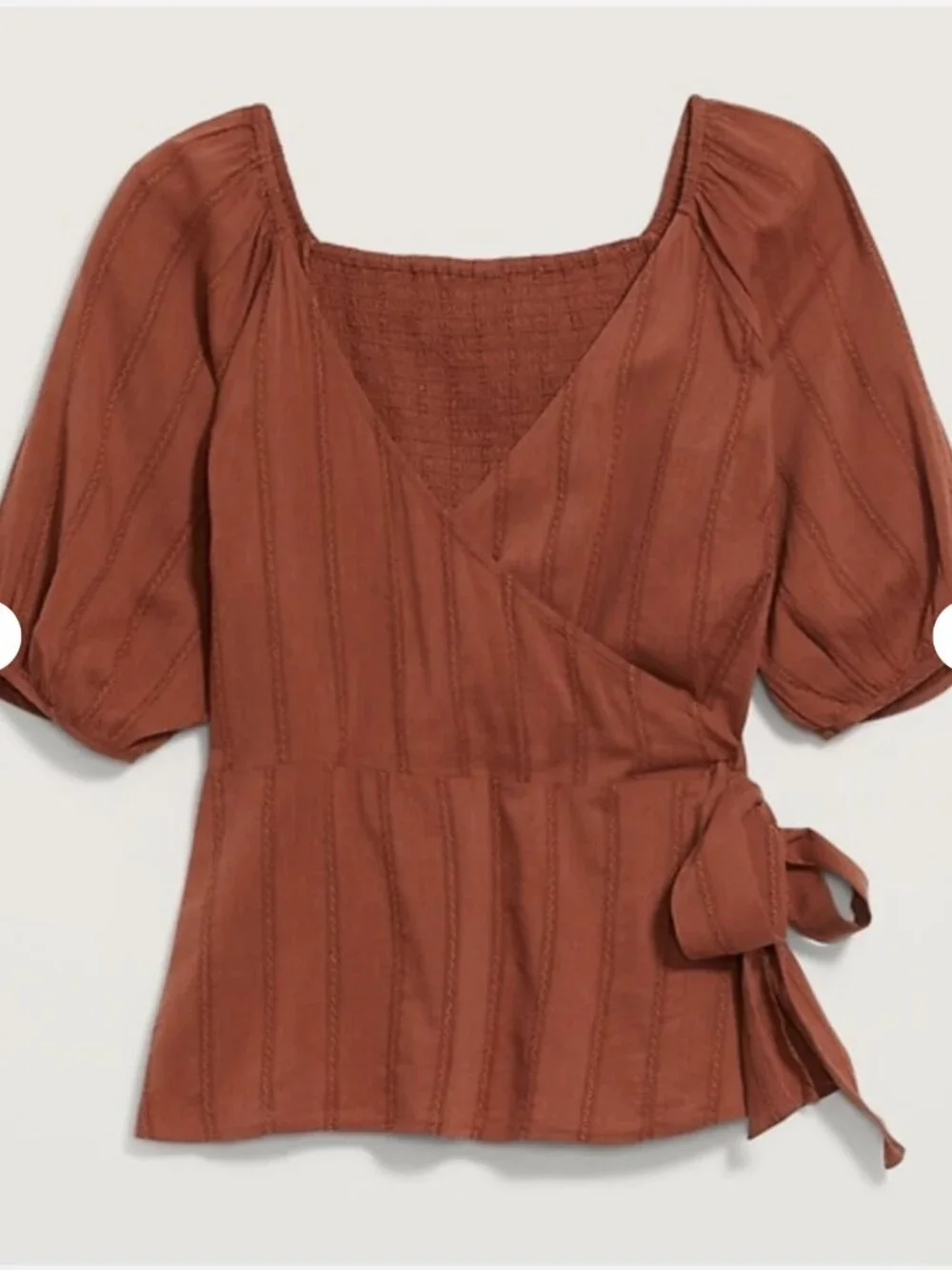 Old Navy Rust Wrap-Style Puff Sleeve Top Size Medium